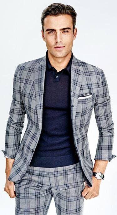 Cloud Burst Blue With Black Checks-Plaid Premium Terry Rayon  Bandhgala/Jodhpuri Suits for Men.